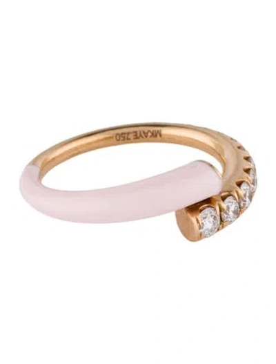 Pre-owned Melissa Kaye 18k Diamond & Enamel Lola Ring In Pink