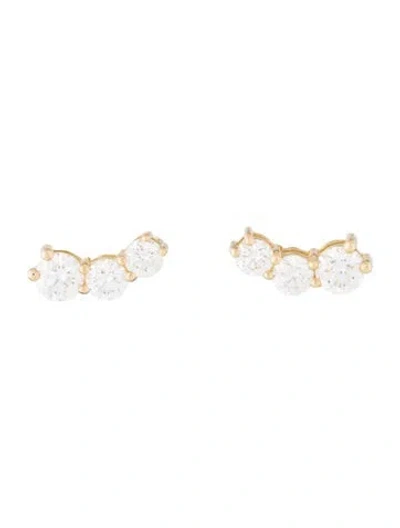 Pre-owned Melissa Kaye 18k Diamond Aria Triplet Stud Earrings In Multi