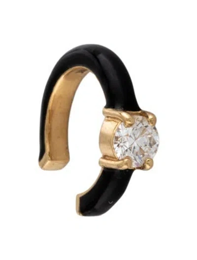 Pre-owned Melissa Kaye 18k Diamond Aria U Ear Cuff Earring In Black