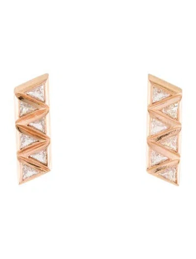 Pre-owned Melissa Kaye 18k Diamond Chloe Ear Climbers W/ 14k Posts In Multi