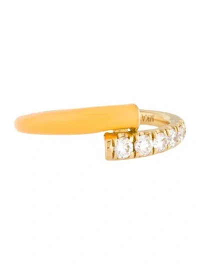 Pre-owned Melissa Kaye 18k Diamond Lola Ring In Orange