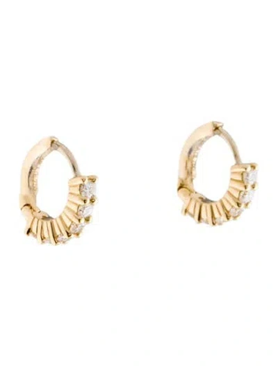 Pre-owned Melissa Kaye 18k Diamond Sadie Huggie Earrings In Multi