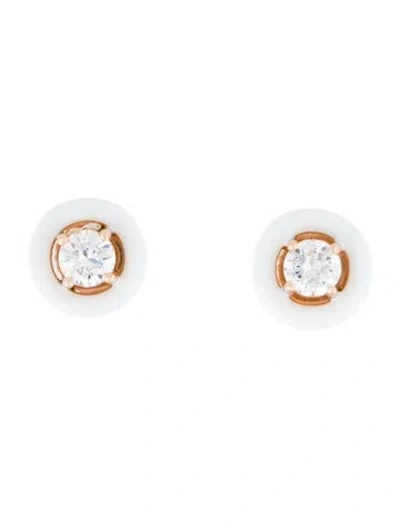 Pre-owned Melissa Kaye 18k Diamond Sylvie Stud Earrings In White
