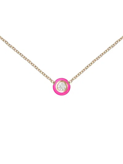 Melissa Kaye 18k Rose Gold Small Neon Pink Audrey Pendant Necklace