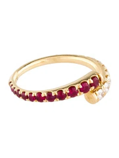 Pre-owned Melissa Kaye 18k Ruby & Diamond Lola Band In Multi