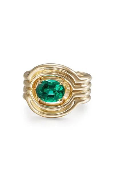 Melissa Kaye 18k Yellow Gold And Emerald Rocky Rae Ooak Ring