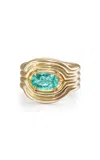 Melissa Kaye 18k Yellow Gold And Paraiba Tourmaline Rocky Rae Ooak Ring