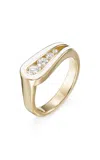 Melissa Kaye 18k Yellow Gold And White Enamel Daphne Ring