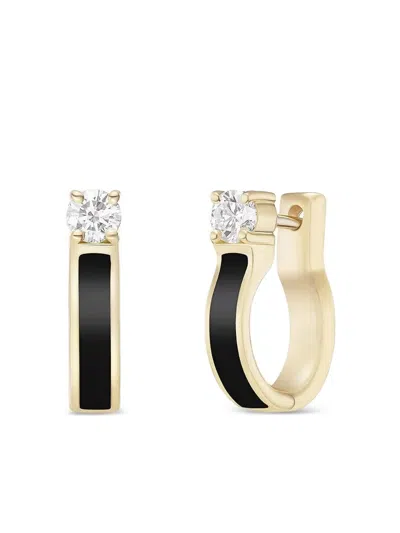 Melissa Kaye 18k Yellow Gold Diamond Hoop Earrings In Black