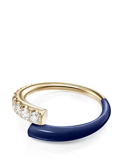 Melissa Kaye 18k Yellow Gold Navy Diamond Lola Ring In Blue