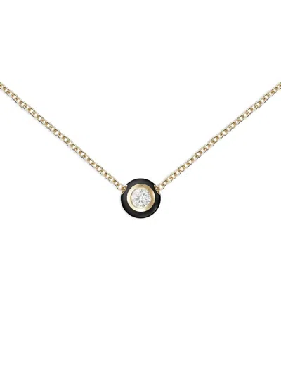 Melissa Kaye 18k Yellow Gold Small Black Audrey Diamond Pendant Necklace