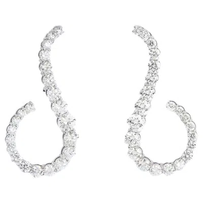Pre-owned Melissa Kaye 3.71ct Diamond Drop Earrings In 18k White Gold