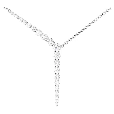 Pre-owned Melissa Kaye Aria Y Necklace In 18k White Gold