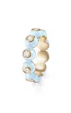 Melissa Kaye Audrey Enameled 18k Yellow Gold Diamond Eternity Ring In Blue