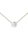 Melissa Kaye Audrey Large Enameled 18k Yellow Gold Diamond Necklace In Blue