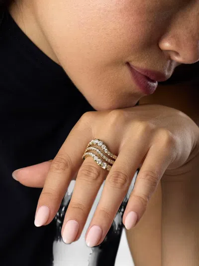 Melissa Kaye Clara Diamond Wave Ring In Gold