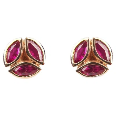 Pre-owned Melissa Kaye Hazel Ruby Earrings In Brown
