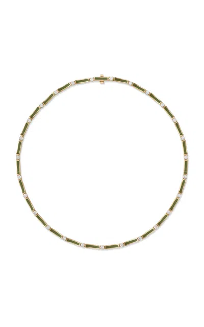 Melissa Kaye Honey Enameled 18k Yellow Gold Diamond Necklace