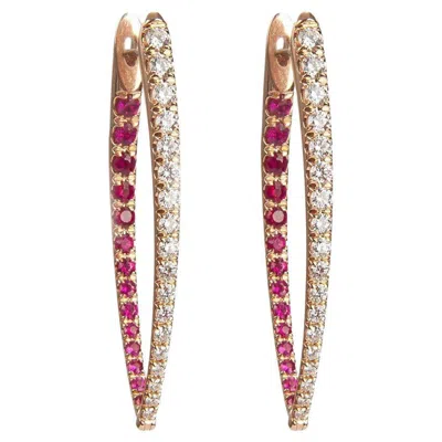 Pre-owned Melissa Kaye Large Cristina Diamond & Ruby Earrings In Multi