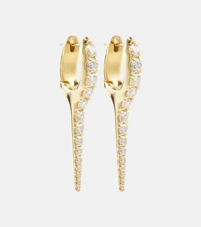 Melissa Kaye Lola Needle Small 18kt Gold Earrings With Diamonds