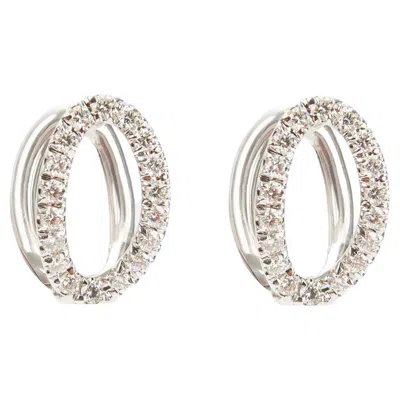 Pre-owned Melissa Kaye Small Mila White Gold & Diamond Earrings
