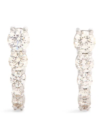 Melissa Kaye White Gold And Diamond Aria U Huggie Earrings In Metallic