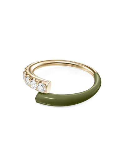 Melissa Kaye Women's Lola 18k Yellow Gold, Enamel & 0.53 Tcw Diamond Ring In Army Green