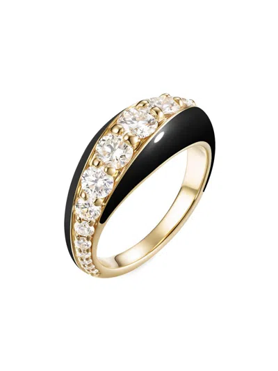 Melissa Kaye Women's Remi 18k Yellow Gold, Enamel & 1.51 Tcw Diamond Ring In Black