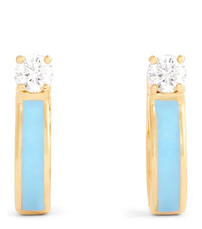 Melissa Kaye Yellow Gold, Diamond And Enamel Honey Hoop Earrings
