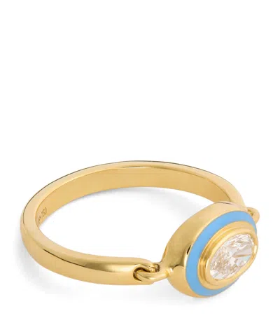 Melissa Kaye Yellow Gold, Diamond And Enamel Lenox Reign Ring
