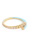 Melissa Kaye Yellow Gold, Diamond And Enamel Lola Pinky Ring In Gold