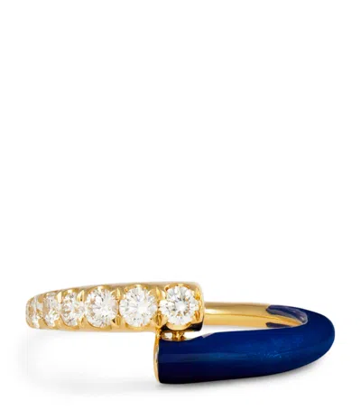 Melissa Kaye Yellow Gold, Diamond And Enamel Lola Ring