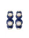 Melissa Kaye Yellow Gold Diamond Enamel Huggie Earrings In Blue