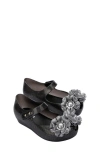 Melissa Kids' Mini Ultragirl Springtime Mary Jane Flat In Glitter Black