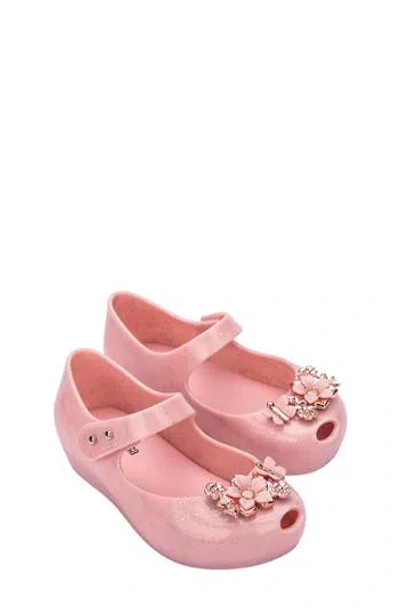 Melissa Kids' Ultragirl Chrome Flow Mary Jane Flat In Pink Clear Glitter