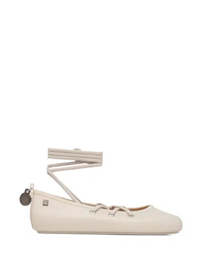 Melissa Lace-up Ankle-strap Ballet Flats In Neutral