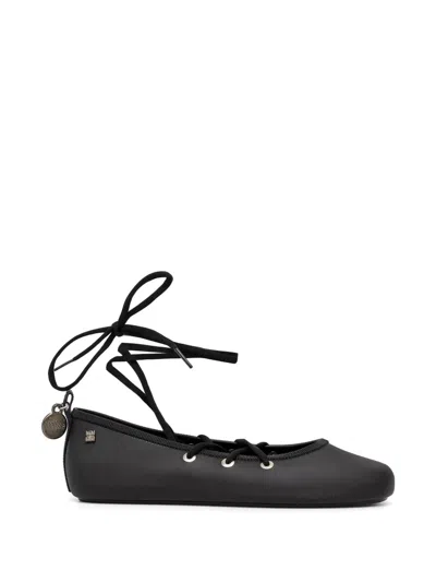 Melissa Lace-up Ballet Flats In Black