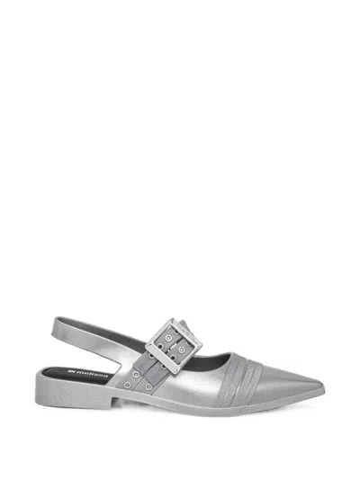 Melissa Ladylike Buckle-fastening Pointed-toe Ballet Flats In Silver