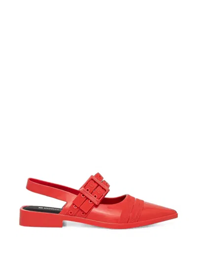 Melissa Ladylike Buckle-strap Pointed-toe Ballet Flats In Red