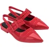 Melissa Ladylike Mary Jane Pointed Toe Flat In Red/black