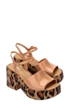 Melissa Lina Ankle Strap Platform Sandal In Beige/black