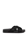 Melissa Logo-print Crossover-strap Slides In Black