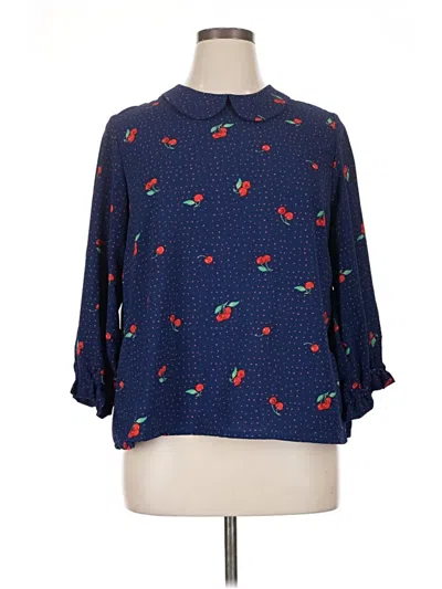 Pre-owned Melissa Masse 3/4 Sleeve Blouse In Blue