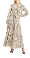 Melissa Masse Bow Tie Neck Dress In Dot Animal In Multi
