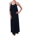 Melissa Masse Halter Ruffel Dress In Navy In Black