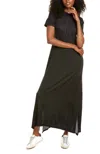 Melissa Masse Hooded Maxi Dress In Black Heather In Gray