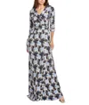 Melissa Masse Jersey Wrap Maxi Dress In Abstract Seashell Blues In Multi