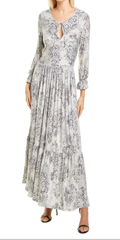 Melissa Masse Long Sleeve Maxi Dress In Grey Snake In Gray