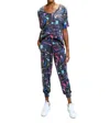 Melissa Masse Paint Splash Short Sleeve Top In Charcoal In Multi