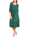 Melissa Masse Ruffled Seeds Printed Dress In Green And Black In Green